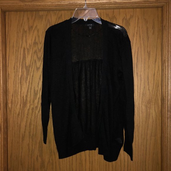 Black Lightweight Open Front Cardigan, Size Large - Picture 1 of 5